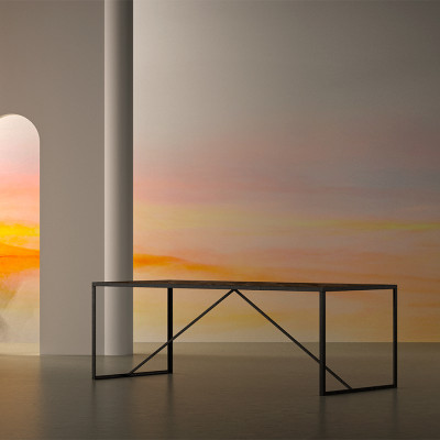 Tapet cu design minimalist cu nuanțe delicate de roz, galben și albastru.