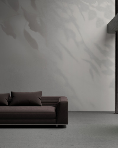 Tapet cu design minimalist, cu umbra frunzelor pe un fundal simplu, pentru living, dormitor sau birou.