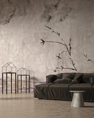 Tapet cu design modern si minimalist cu crengute si culori neutre