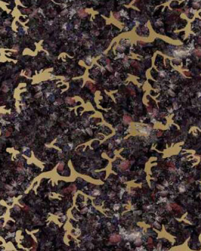 Tapet abstract modern cu flori de culoare inchisa si accente de auriu
