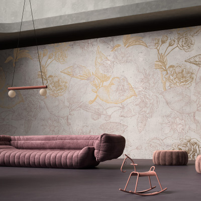 Tapet floral cu design minimalist
