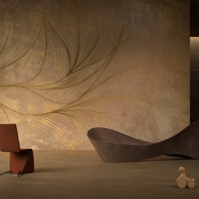 Tapet elegant cu design abstract auriu