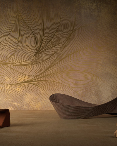 Tapet elegant cu design abstract auriu