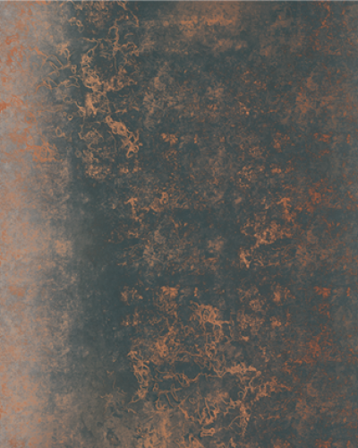 Tapet cu aspect industrial, cu o nuanță de bronz maroniu, textura metalului oxidat