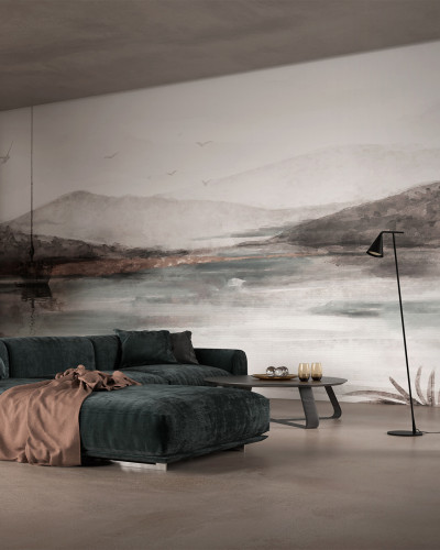 Decor de perete modern cu design minimalist, cu nuanțe de gri și alb, Set Traits ST1.11.2 - YO2 design