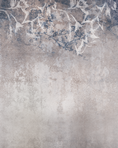 Tapet cu design minimalist, ramură de flori pe fundal beton