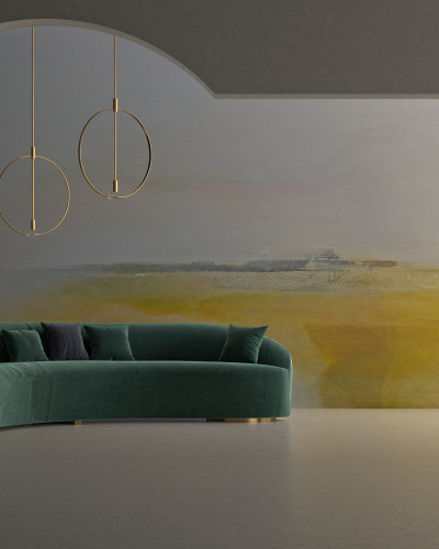Un  cu design abstract în culori pastelate, ideal pentru o cameră modernă.