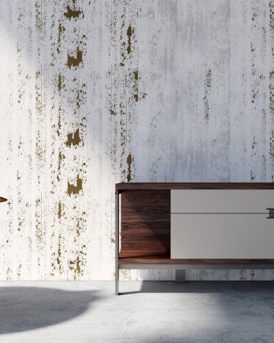 Wallpaper cu aspect de beton brut, cu accente aurii