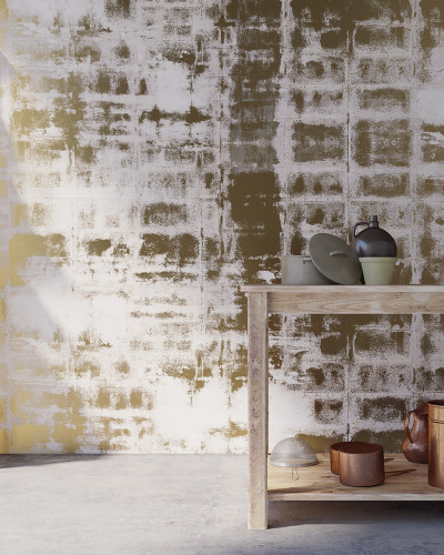 Tapet cu aspect de beton, Concrete Surfaces CS1.06, Stannic Gold - YO2 design
