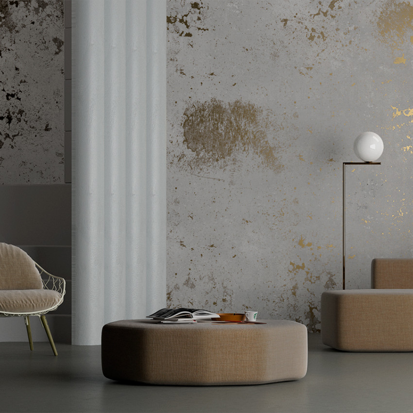 Tapet cu design industrial, Concrete Surfaces CS1.02, Iron Silver - YO2 design