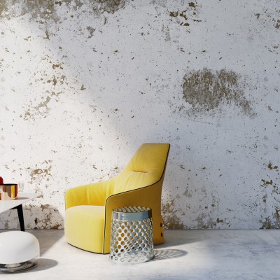 Concrete Surfaces CS1.02, Stannic Gold - YO2 design, un tapet modern cu aspect de beton, in nuante de gri si auriu.