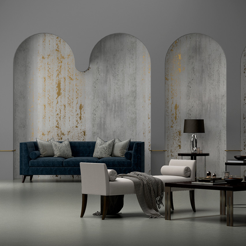 Wallpaper cu aspect de beton gri, perfect pentru a crea o atmosfera industriala in orice camera.