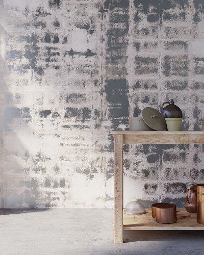 Wallpaper cu textura de beton gri si argintiu, Concrete Surfaces CS1.06, Iron Silver - YO2 design