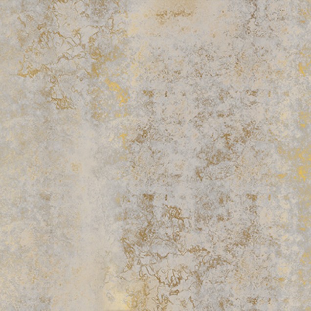 Wallpaper cu aspect de beton auriu, cu o canapea si o lampa in fundal