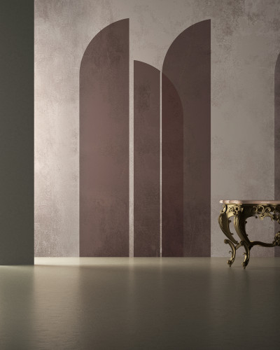 Tapet modern cu design abstract, linii curbate și o paletă de culori neutre.