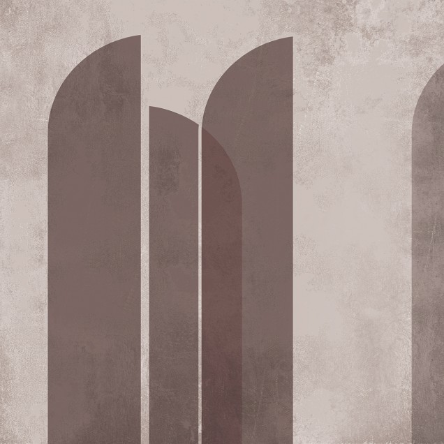 Tapet modern cu design abstract, linii curbate și o paletă de culori neutre.