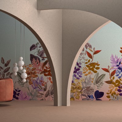 Tapet floral cu design delicat, cu nuanțe pastelate și textură fină