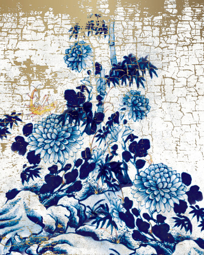 Wallpaper cu design floral elegant - Kintsukuroi KI1.01, Stannic Gold - YO2 design