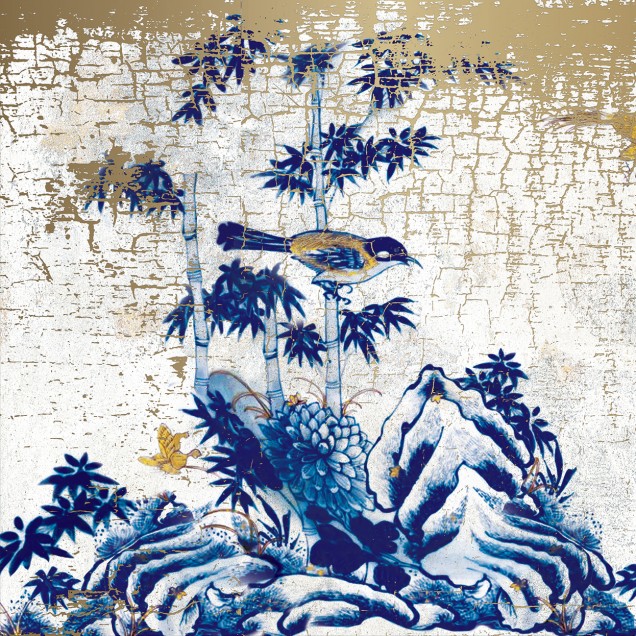Wallpaper cu design floral elegant - Kintsukuroi KI1.01, Stannic Gold - YO2 design