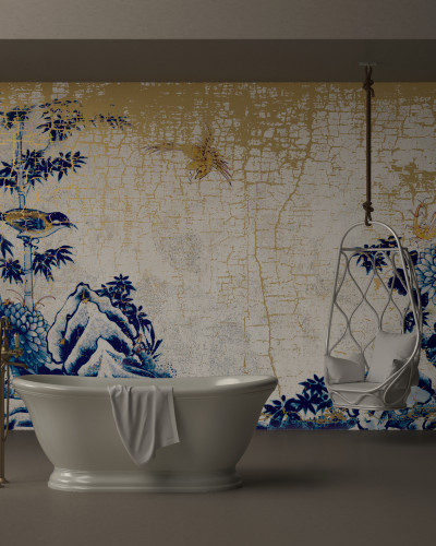 Wallpaper cu design floral elegant - Kintsukuroi KI1.01, Stannic Gold - YO2 design