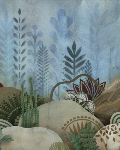 Tapet abstract cu design inspirat din natură, culori calde și texturi delicate