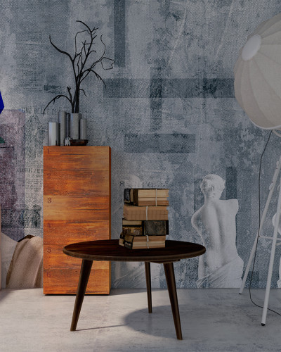 Tapet abstract cu torso-uri feminine in tonuri de gri, ideal pentru living, dormitor sau birou.