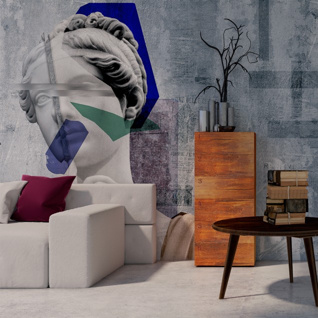 Tapet abstract cu torso-uri feminine in tonuri de gri, ideal pentru living, dormitor sau birou.