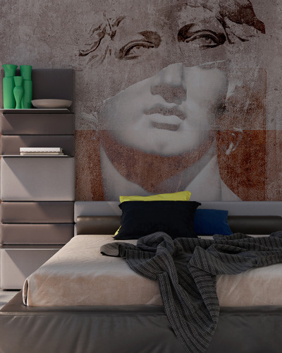 Tapet cu design modern si minimalist, cu influente clasice, cu sculpturi fragmentate si rearanjate intr-un mod modern, ideal pentru living, dormitor, hol.