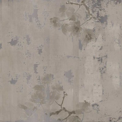 Tapet decorativ cu flori delicate si fundal gri-argintiu