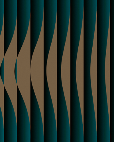Tapet cu design abstract în nuanțe de bej și turcoaz într-un interior modern