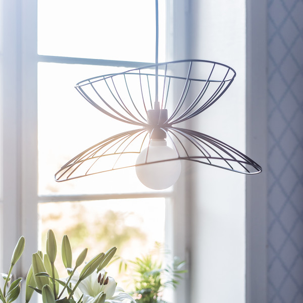 Lampă suspendată Ray, albă/neagră/alamă, diametru de 45 cm Globen