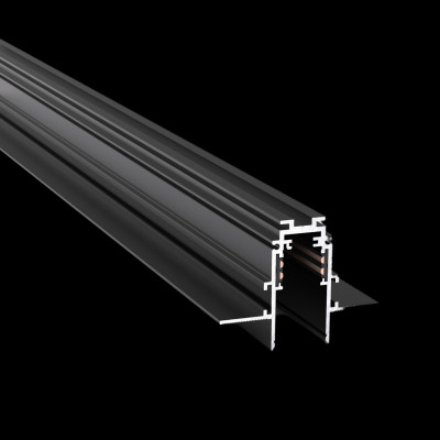 Șină magnetică încastrată neagră de 200cm într-un living modern.