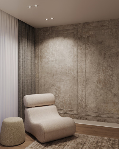 Spot incastrat alb integrat într-un living elegant