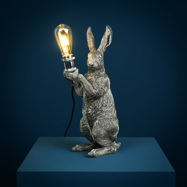 Lampă de masă, Iepuraș argintiu, Meister Lampe, 21.5 x 15.5 x 48 cm