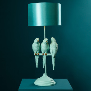Lampă de masă, Papagali turcoaz, Sunny, Sweety, Sparky, 33 x 33 x 79 cm