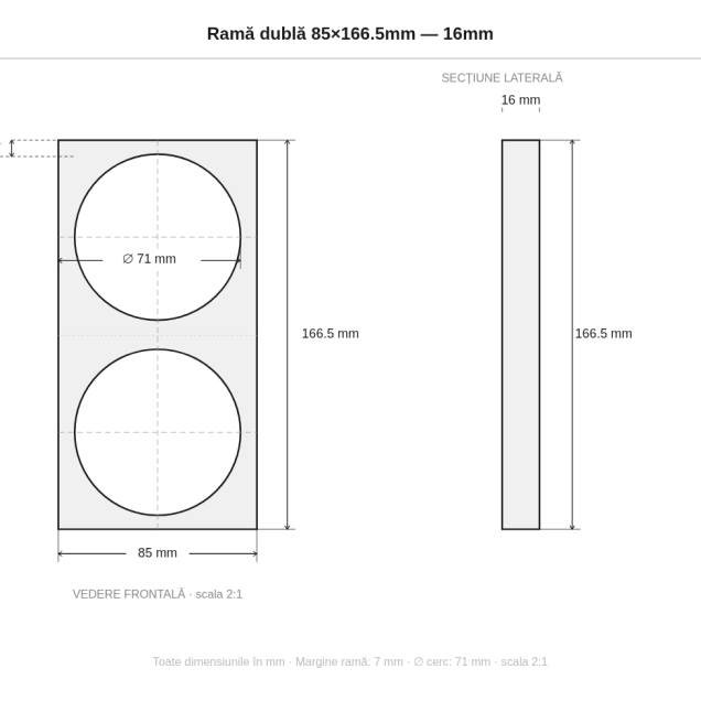 Rama ascunsa crem pentru montaj aparat electric