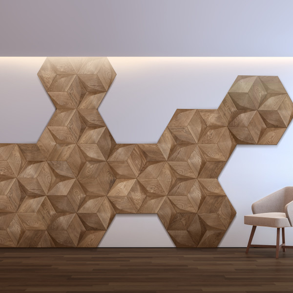 Panouri decorative 3D din lemn de stejar Caro Minus