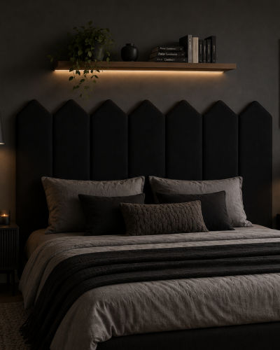 Panou tapițat negru cu design geometric Arrow