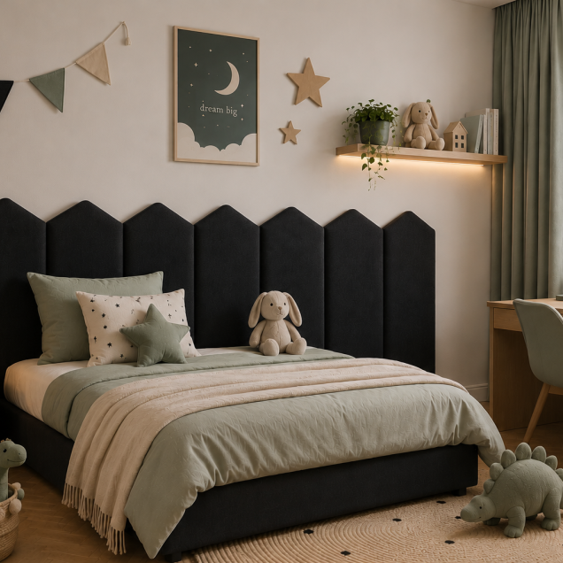 Panou tapițat negru cu design geometric Arrow