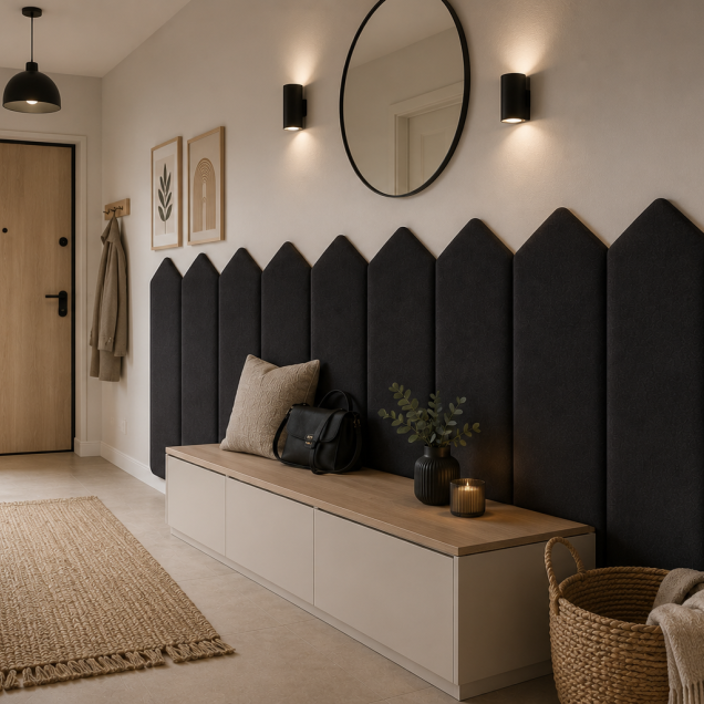 Panou tapițat negru cu design geometric Arrow