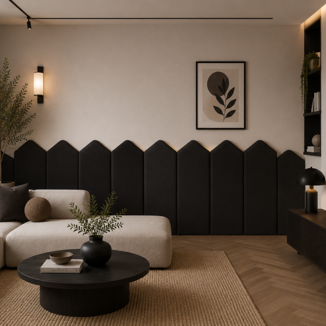 Panou tapițat negru cu design geometric Arrow