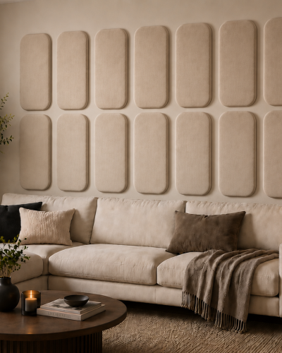 Panou tapițat Cvadrat, crem, Simply Wall Panels