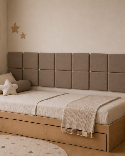 Panou tapițat Cvadrat, gri deschis, Simply Wall Panels