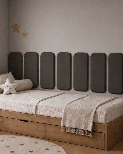 Panou tapițat Cvadrat, gri grafit, Simply Wall Panels