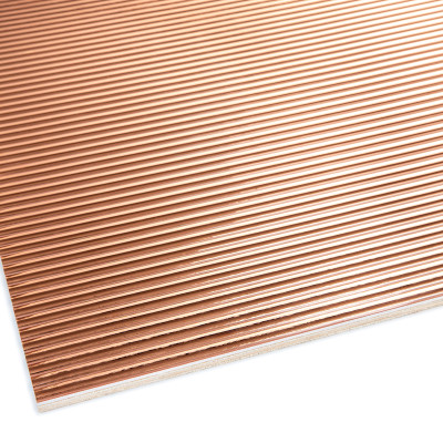 Panou decorativ flexibil metalizat bronze, cu riflaje verticale.