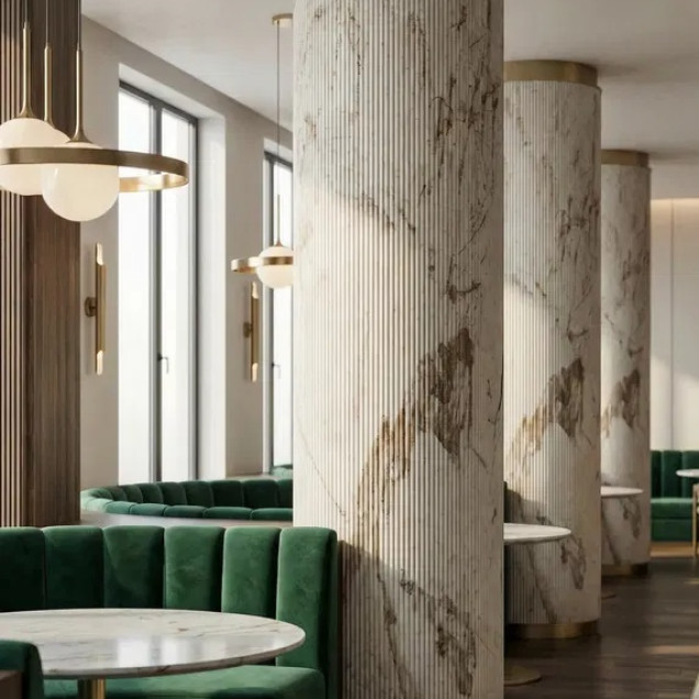 Panou decorativ flexibil cu aspect de marmură Breccia