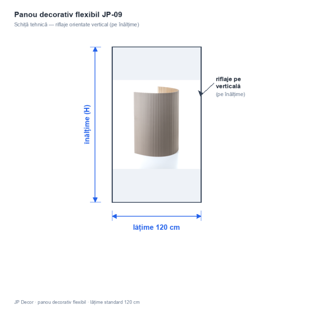Panou decorativ flexibil Cream Taupe, cu design riflat