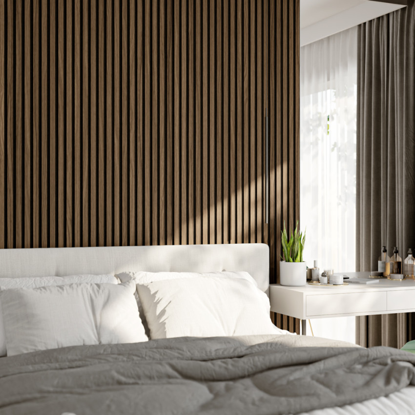 Panouri decorative riflate (riflaje) Kalithea KLT-acoustic-wallnut, material: HDF, MDF, Fetru