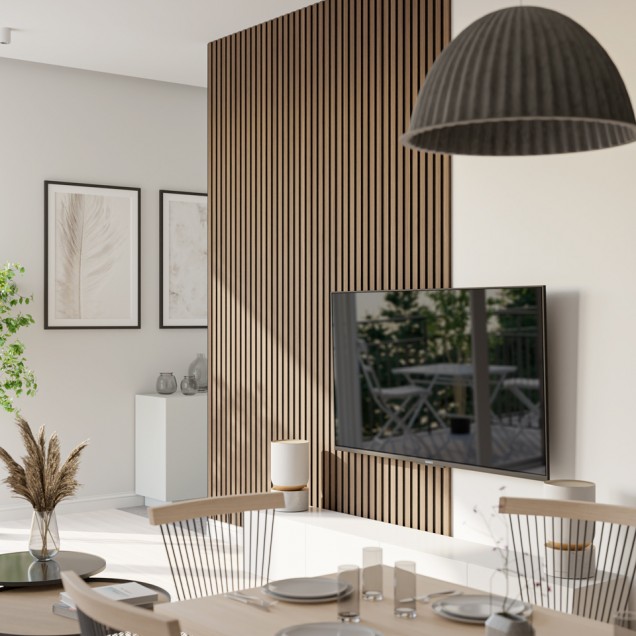 Panouri decorative riflate (riflaje) Kalithea KLT-acoustic-wallnut, material: HDF, MDF, Fetru