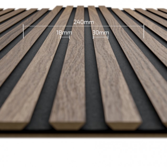 Panouri decorative riflate (riflaje) Kalithea KLT-acoustic-wallnut, material: HDF, MDF, Fetru